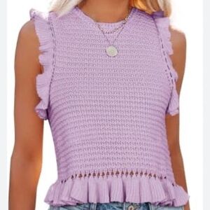 Lavender Ruffle Knit Top M‎